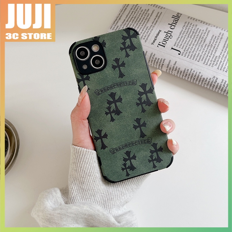 IPHONE Olahraga Trendi Jalan Retro Cross Lambskin Anti-drop Soft Case Motif Beruang Casing Ponsel Untuk Iphone14 13 12 11 Pro X XS MAX XR 7 8 Plus