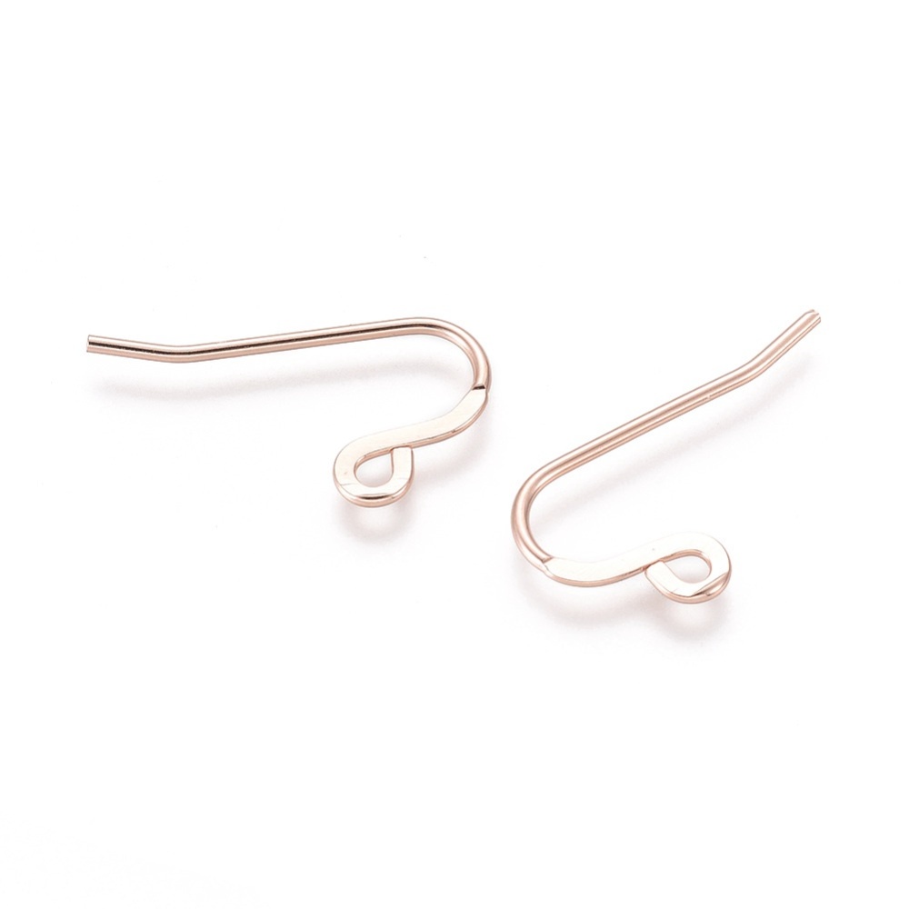 100pc/300pc 304kait Anting Prancis Stainless Steel Kait Anting Datar Kawat Telinga Dengan Loop Horizontal Warna Rose Gold/Stainless Steel