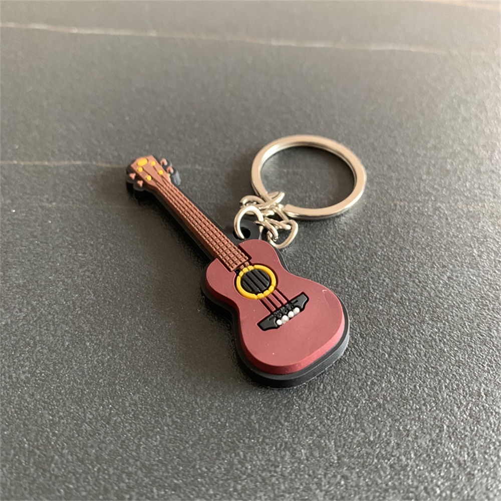 Kreatif Alat Musik Gantungan Kunci Trendi Gitar Biola Saxophone Silikon Keyrings Untuk Pria Wanita Gantungan Kunci Mobil Aksesoris