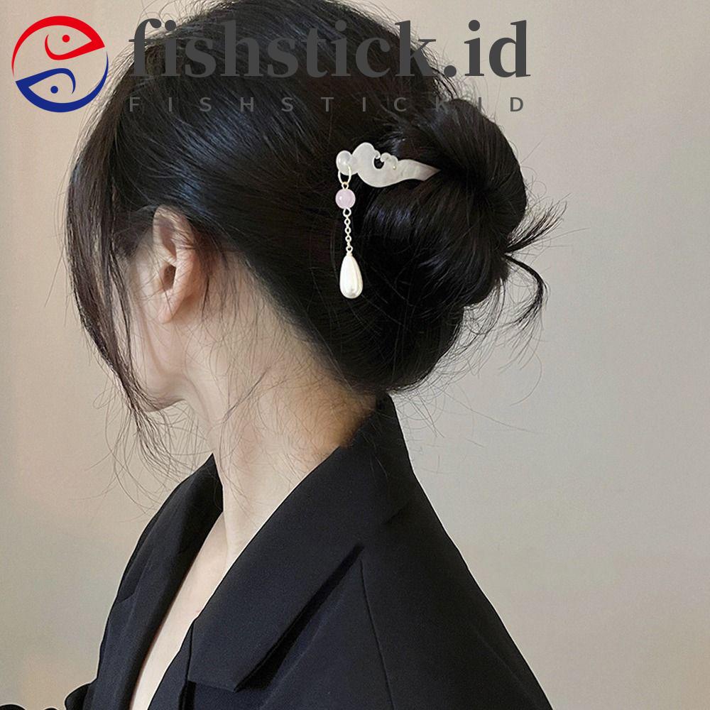 Fishstick Wanita Rambut Stik Elegan Vintage Simple Mutiara Korea Hair Clip Untuk Perempuan Gaya Kuno Dikepang Jepit Rambut Chinese Hair Fork