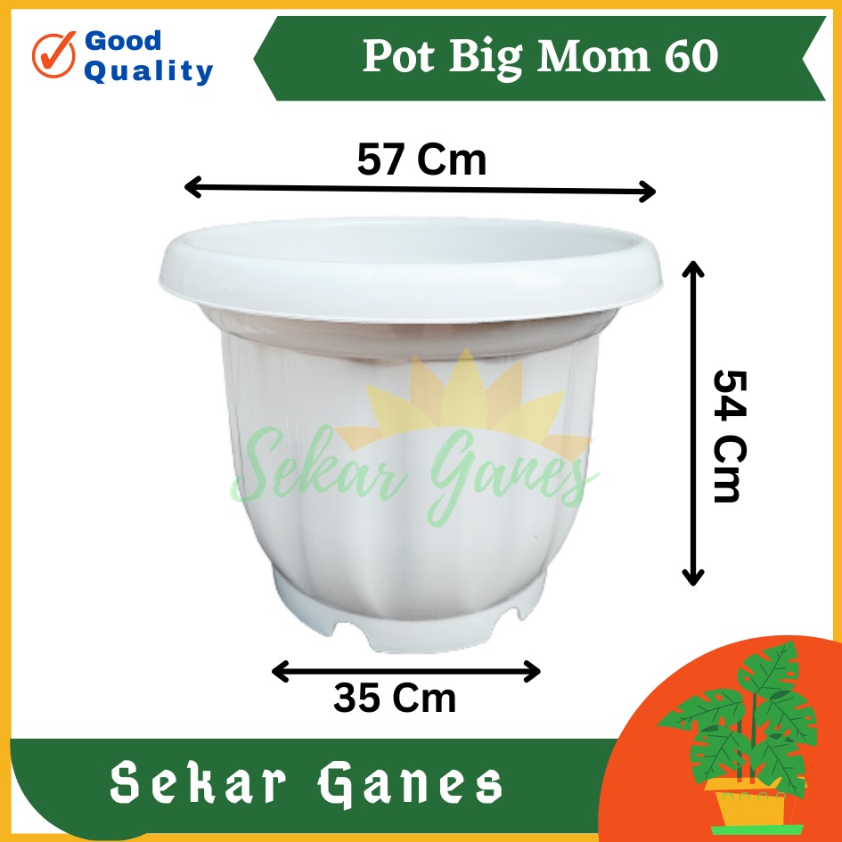 SG - Pot Big Mom 60 Cm Putih Pot Plastik Bunga Tanaman Pot Big Mom Jumbo Besar Tebal Murah Grosir Po