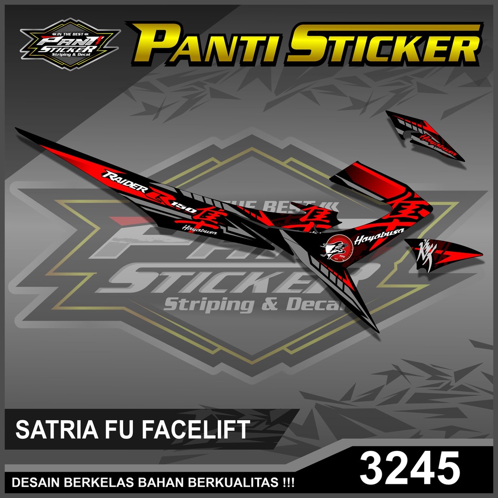 3245 Sticker Striping Variasi Satria F / Fu 150 Facelift 2013-2015  Desain Racing Semifull