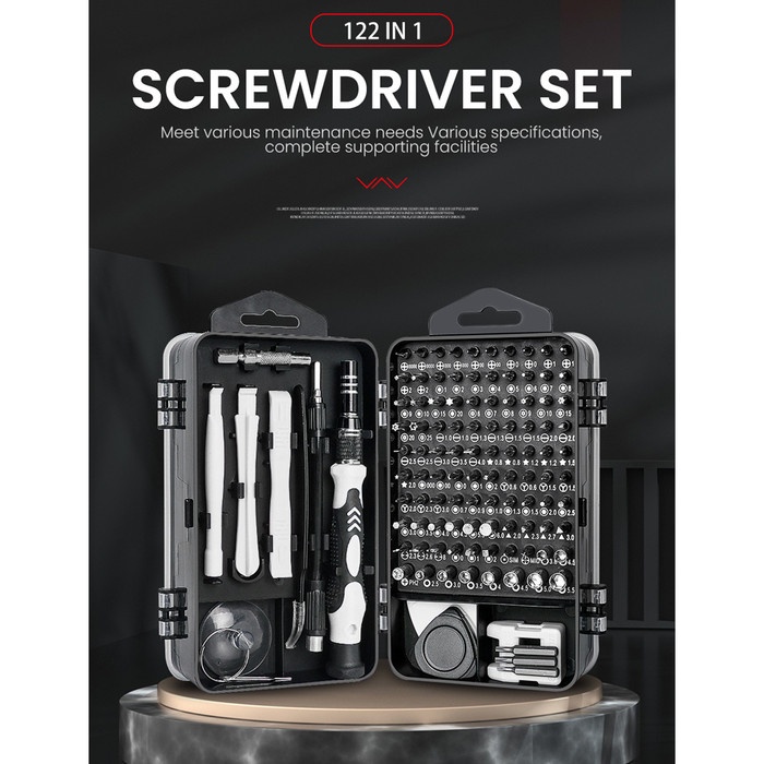 

SPCR Set Obeng 122 in 1 Magnetic Screw Bits Multifunction Kit ZVT29T