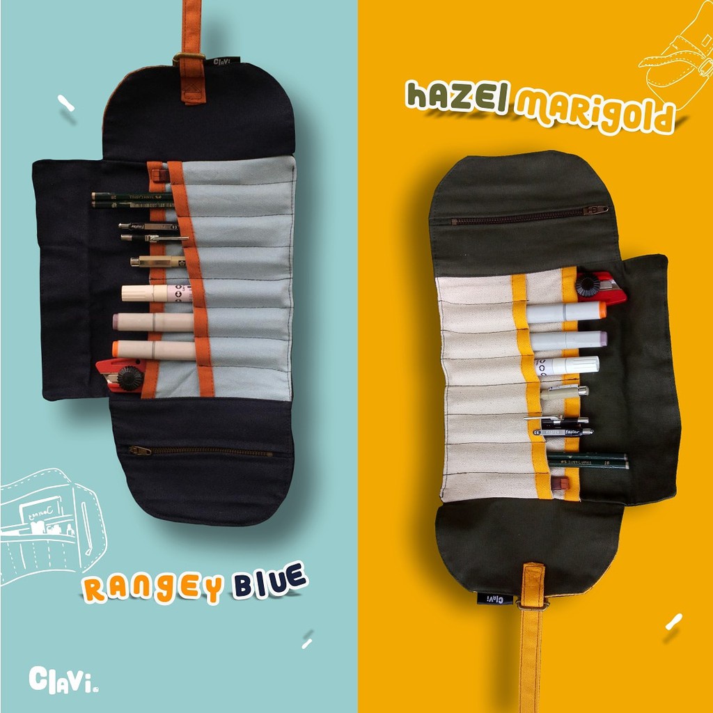 

Pencil Roll Case by CLAVI / Tempat Pensil Kekinian Lukis Canvas Roll Kanvas Kain