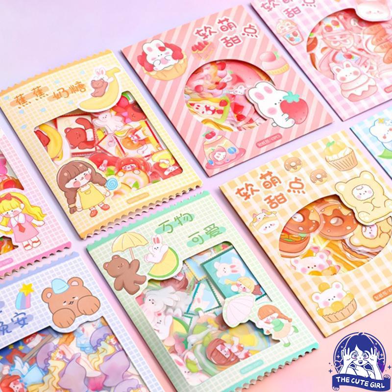 1 SET ISI 45 PCS STICKER AESTHETIC BERBAGAI MACAM MOTIF LUCU IMUT - Stazionario