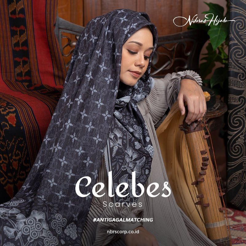 Hijab Segiempat Motif 120 x 120 cm Bahan Voal Nibras Celebes Scarves