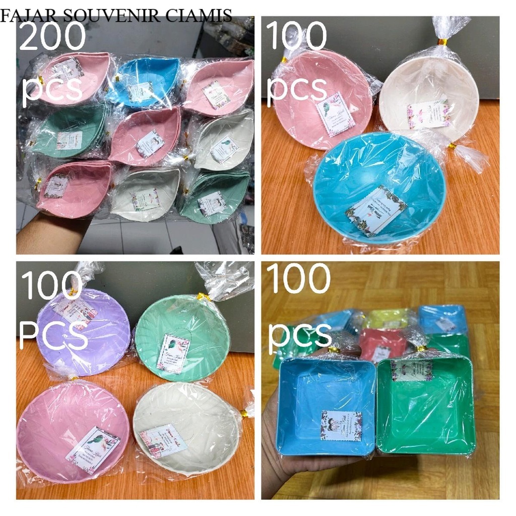 paket 500 PCS souvenir pernikahan mangkok sambal kemas plastik 200 pcs souvenir mangkok daun , 100 p