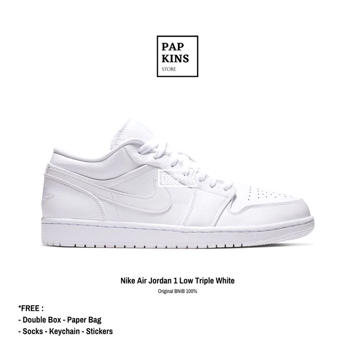 sepatu nike air jordan 1 low triple white / sneakers nike original - 36