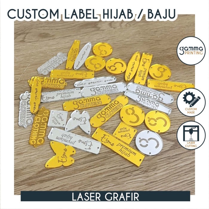 

Label Hijab Akrilik Custom / Rebranding Jilbab / Branding Gamis / Baju