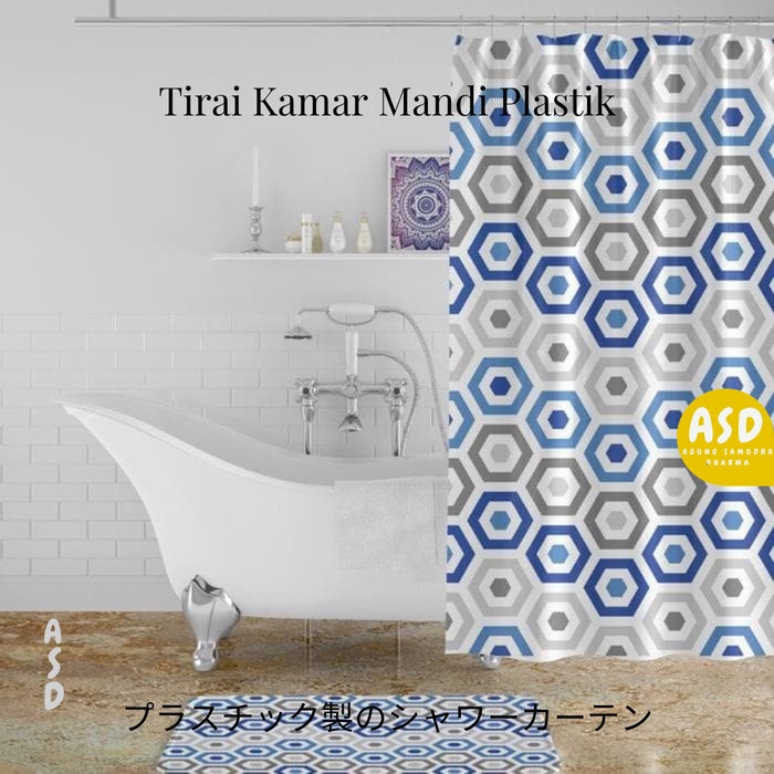 Promo - Tirai Kamar Mandi Plastik - Gorden Kamar Mandi - Sedia tirai kamar mandi motif kekinian terb