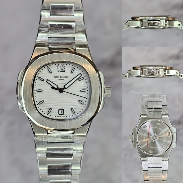 Jam Tangan Wanita PATEK PHILIPPE Date On Rantai Stainles Mewah Dial Putih