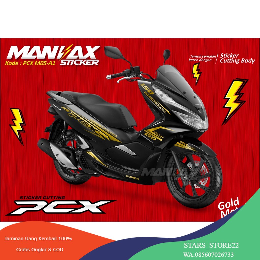 STRIPING CUTTING STIKER HONDA PCX 160 PCX 150 DESAIN 2023 SPORTY Gold M005