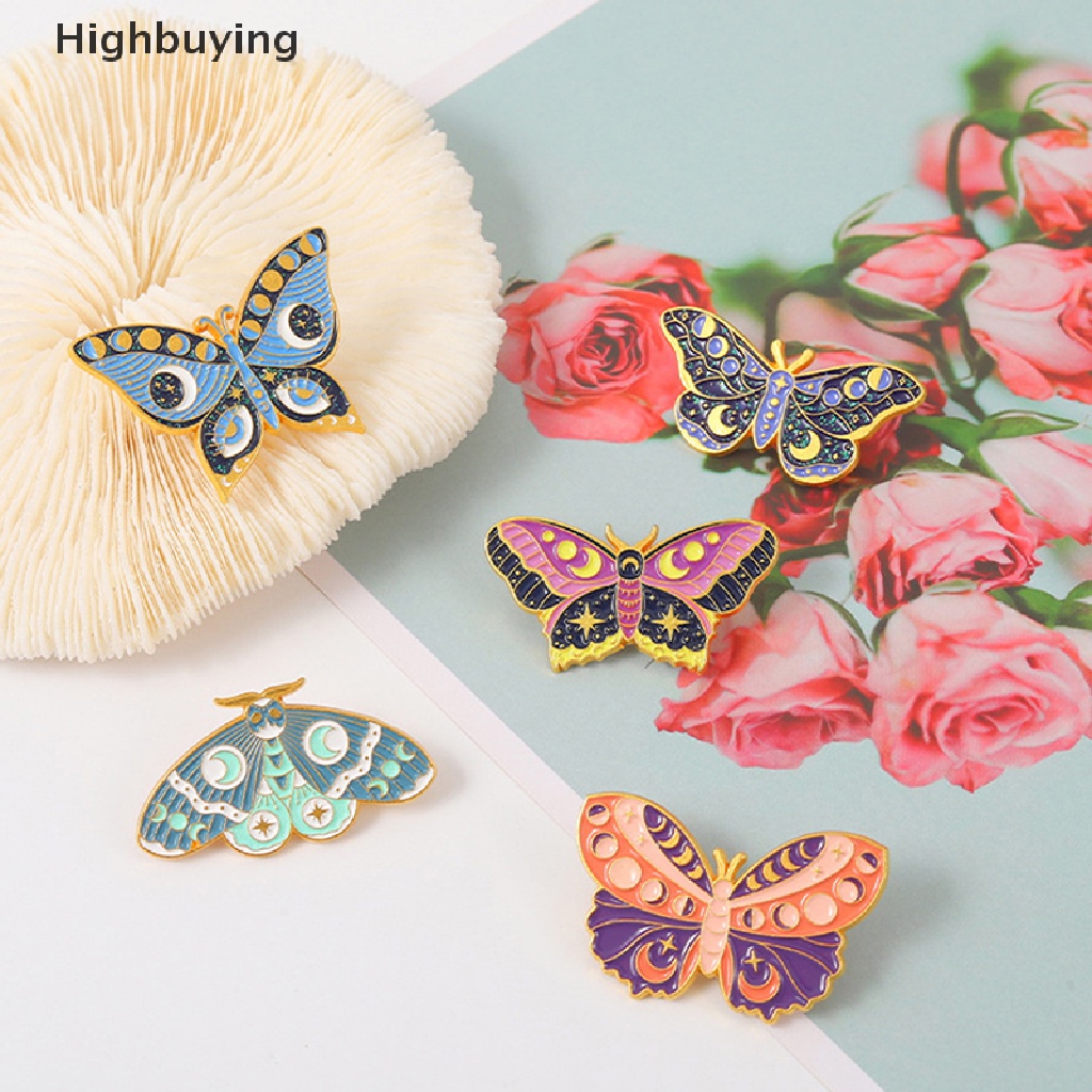 Hbid Retro Kupu-Kupu Enamel Bros Kartun Warna-Warni Serangga Kerah Pin Perhiasan Hadiah Glory