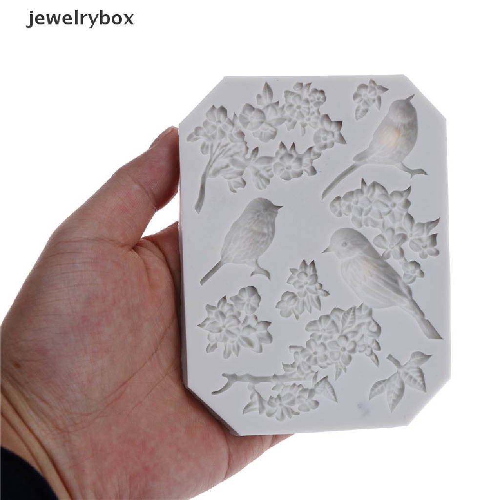 [jewelrybox] Cetakan Fondant Silikon Burung Dan Bunga Alat Dekor Kue Cetakan Gumpaste Coklat Butik