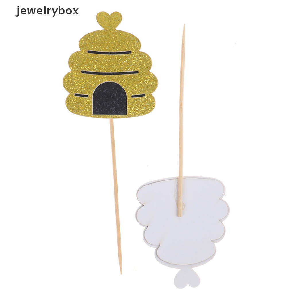 [jewelrybox] 12 Pcs Baby Shower Pesta Lebah Kue Topper Dekorasi DIY Honeybee Dessert Supplies Butik