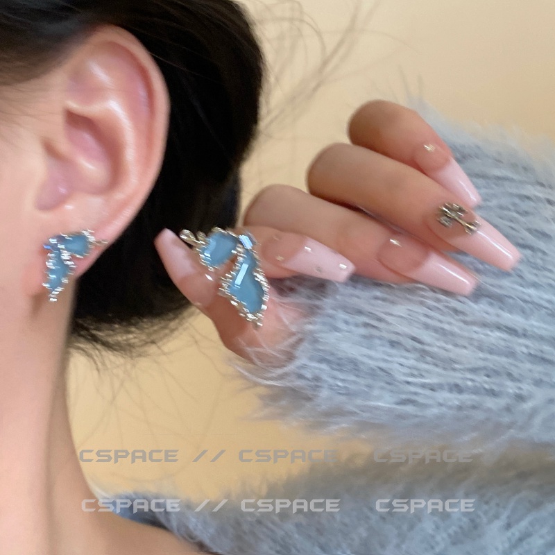 Anting Pejantan Telinga Kupu-Kupu Biru Super Gentle Untuk Aksesori Jewley Gadis Manis