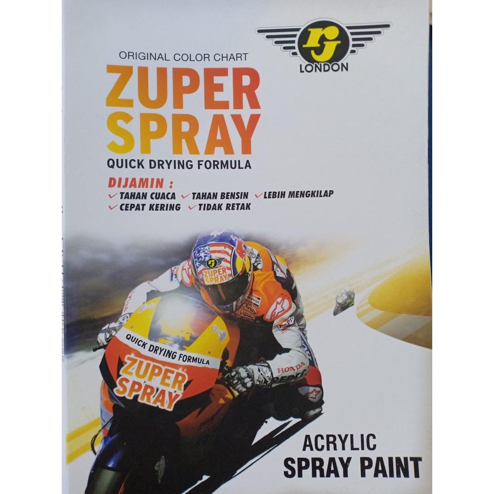Zuper Spray Paint Pilok Pilox Warna Hitam Putih Silver Merah Hijau 150cc Glossy Metallic Doff (Cepat Kering Murah dan Ready Banyak Warna)