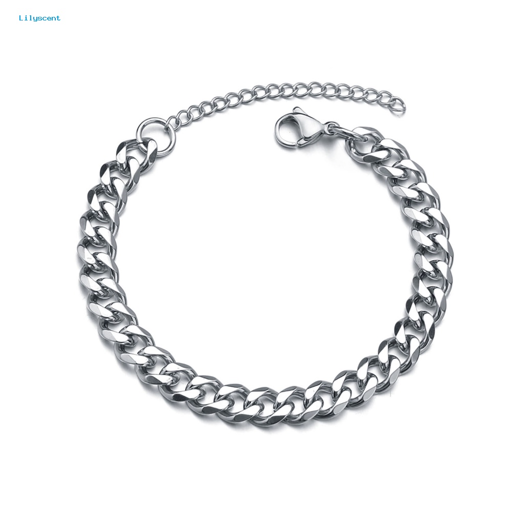 Lilyscent Stainless Steel Chic Gelang Perhiasan Hadiah Adjustable Geometris Link Gelang Rantai