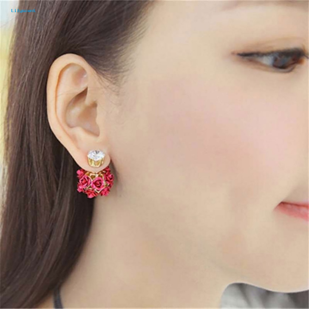 Lilyscent Liontin Telinga Bahan Alloy Untuk Kehidupan Sehari-Hari Anting Bentuk Mawar Kreatif