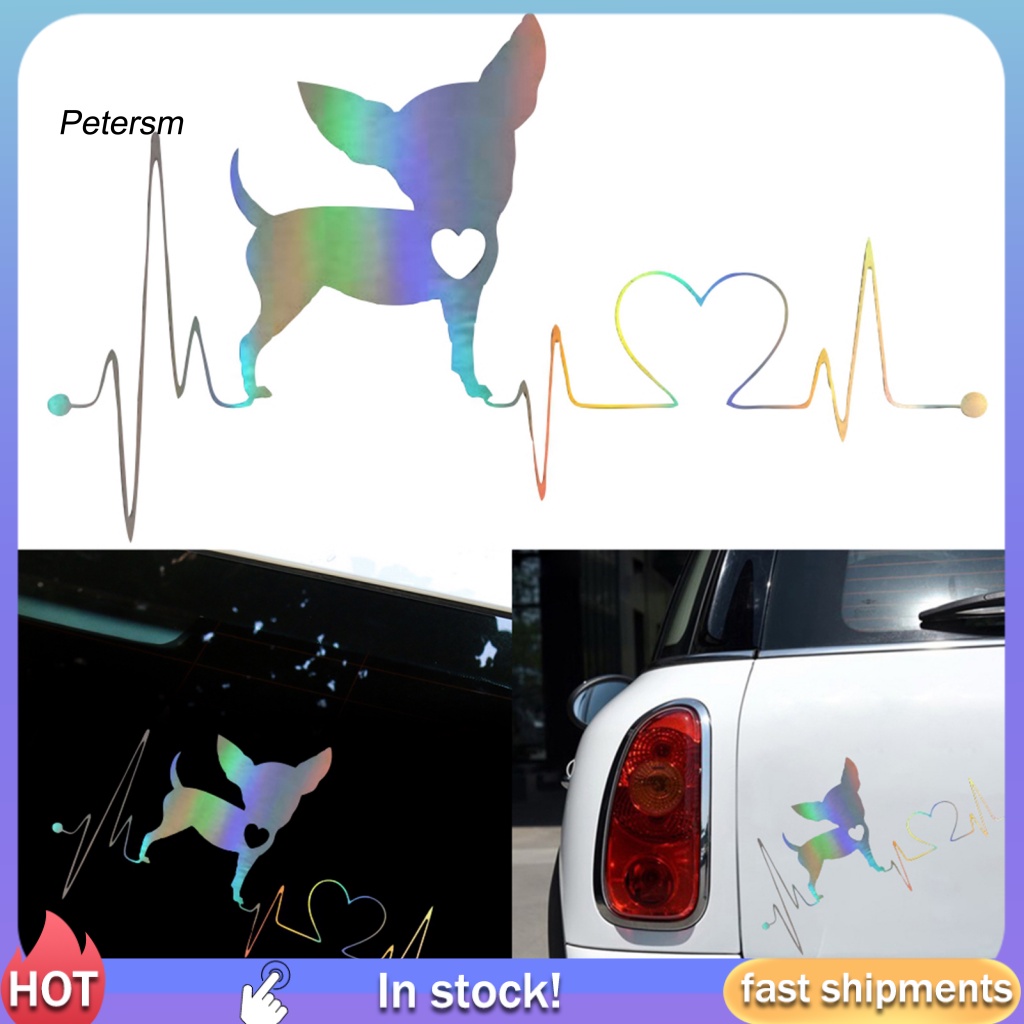 Pp Stiker Mobil Anti Air Untuk Laptop Anjing Detak Jantung Reflektif Mobil Decal Adorable