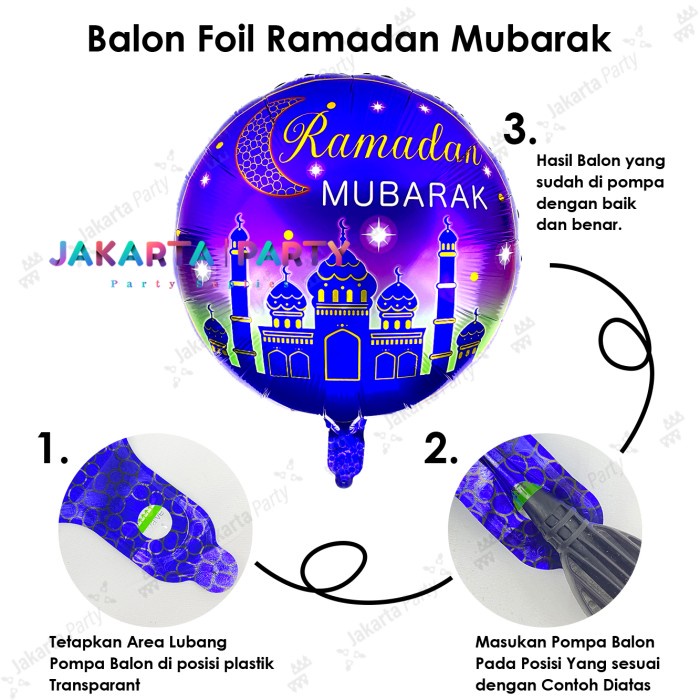 Balon foil bulat eid mubarak /Eid mubarak / lebaran / idul fitri Biru