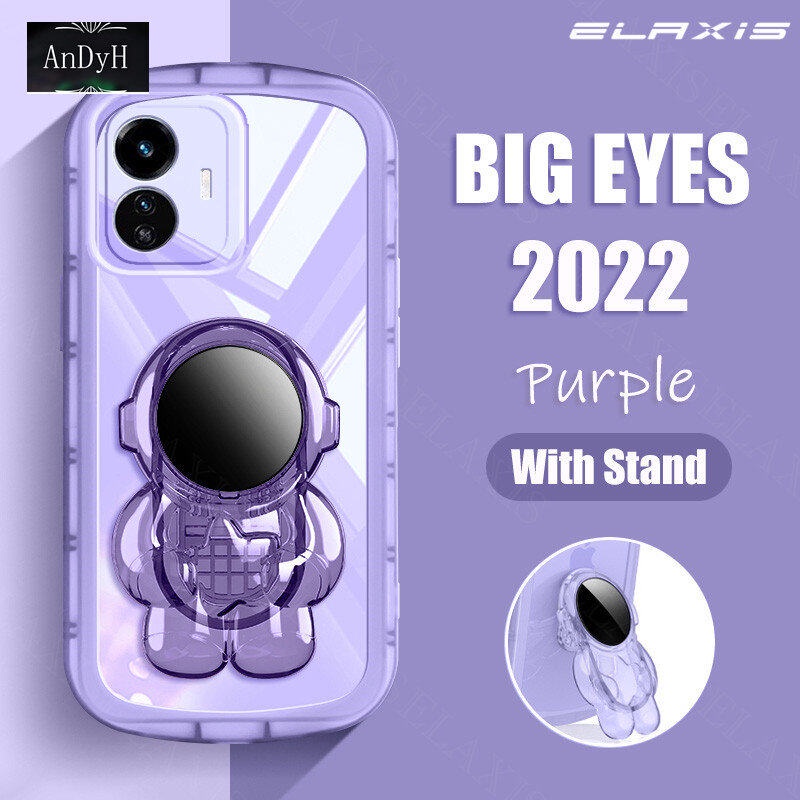 Andyh Untuk VIVO Y77 5G Casing Ponsel Tahan Jatuh Transparan Chubby Silikon Lembut Dengan Astronot Berdiri2022Desain Baru Ponsel Penutup Belakang