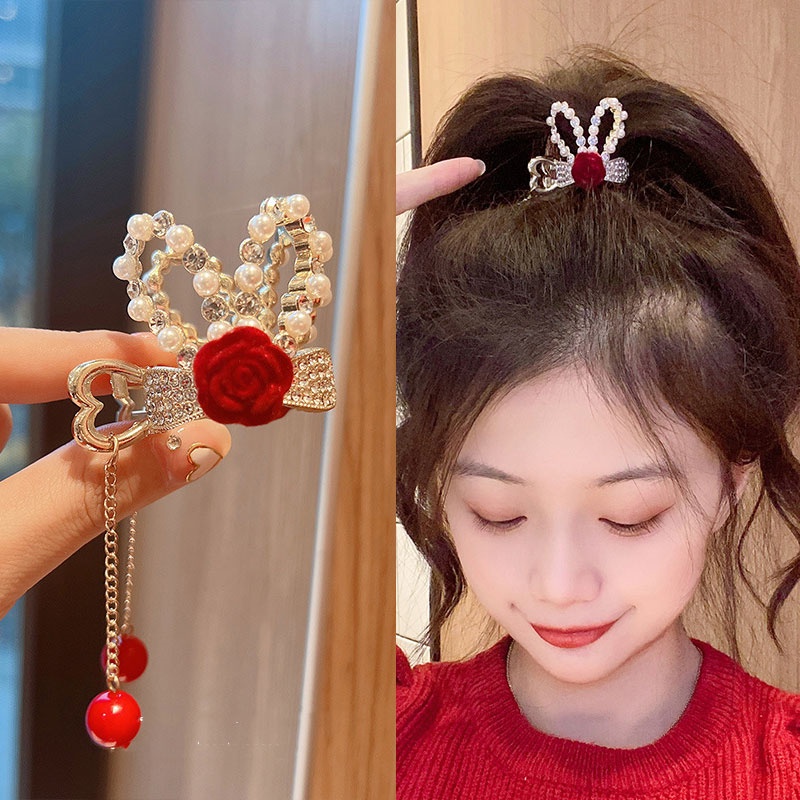 Jepang Japan Korea Selatan Gaya Baru Bunga Sayap Kupu-Kupu Mutiara Rumbai Temperamen Elegan Fashion Ponytail Gesper