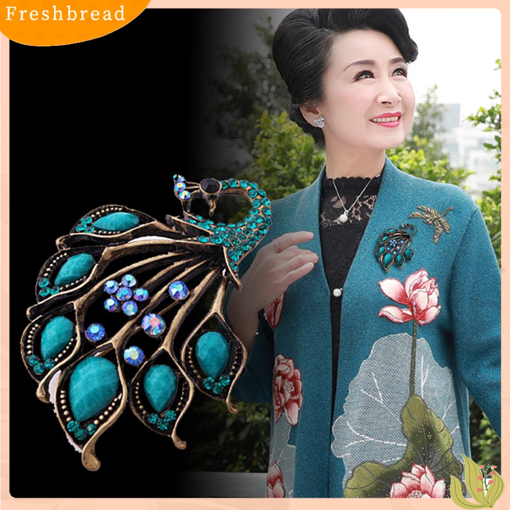 &lt; Freshbread &gt; Bros Berlian Imitasi Dekorasi Berbentuk Merak Alloy Wanita Fashion Brooch Gesper Untuk Syal