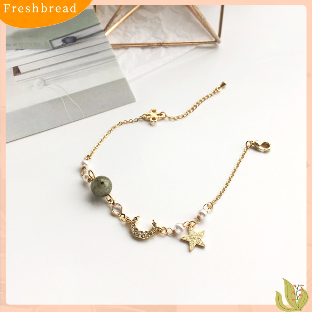 &lt; Freshbread &gt; Fashion Wanita Berlian Imitasi Bintang Bulan Manik Pesona Rantai Gelang Bangle Perhiasan Hadiah