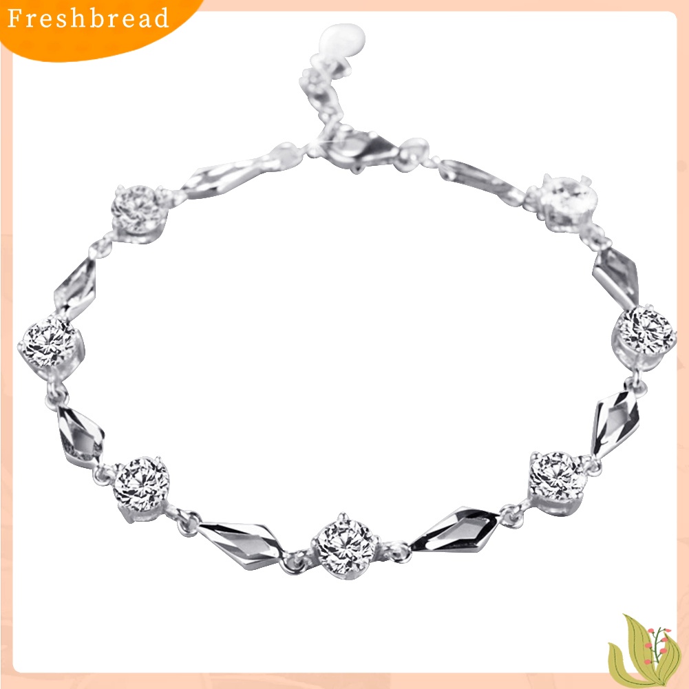 &lt; Freshbread &gt; Wanita Fashion Berlian Imitasi Mengkilap Gelang Bangle Statement Jewelry Hadiah Pesta