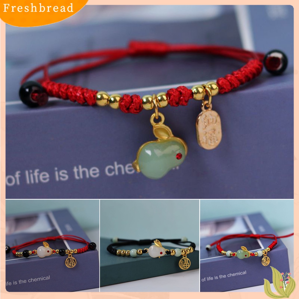 &lt; Freshbread &gt; Wanita Gelang Buatan Tangan Tali Yang Dapat Disesuaikan Pengerjaan Halus Prospek Yang Baik Maskot Pesona Tanda Berkah Multi-Gaya Zodiak Kelinci Beruntung Dikepang Strand Bracelet