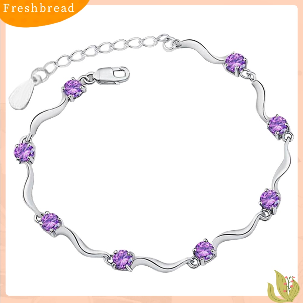 &lt; Freshbread &gt; Wanita Fashion Gelang Zirkon Hias Pesona Perhiasan Adjustable Bangle Pesta Hadiah