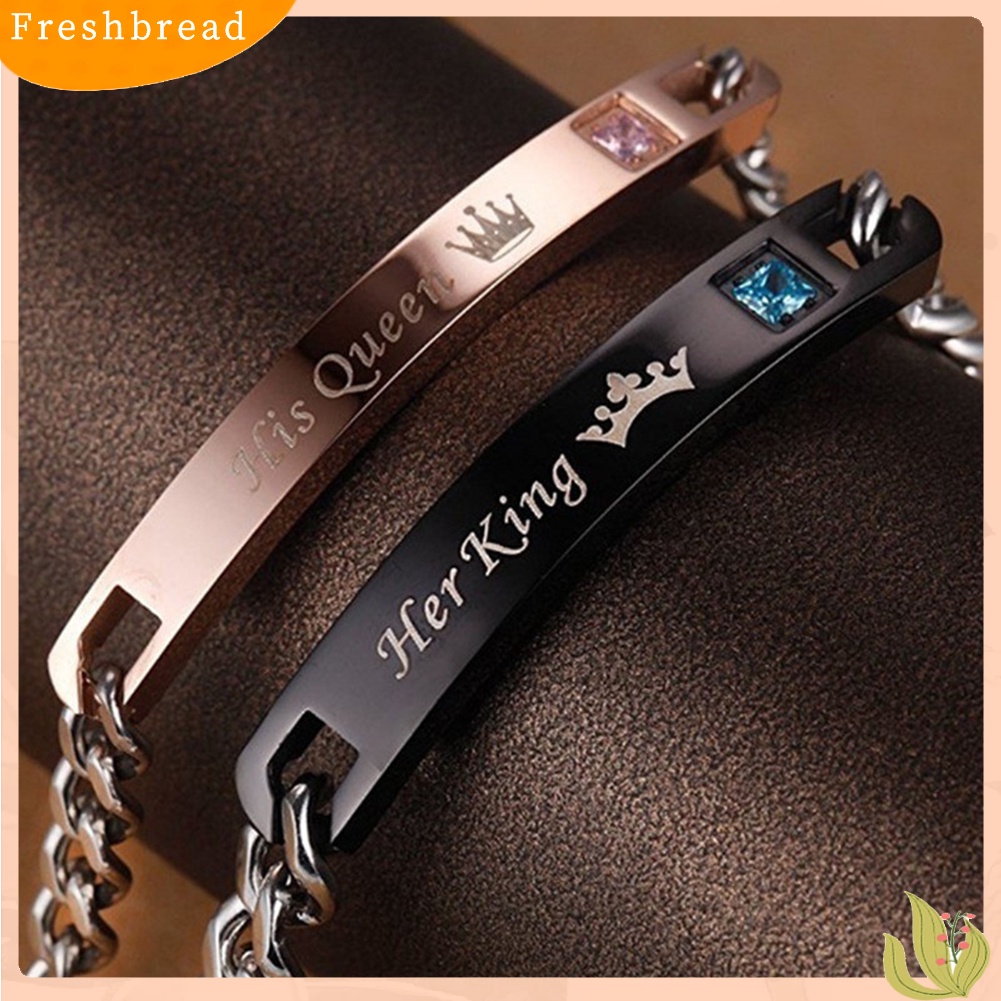 &lt; Freshbread &gt; Romantic Her Beast King His Beauty Queen Pasangan Lovers Titanium Steel Gelang