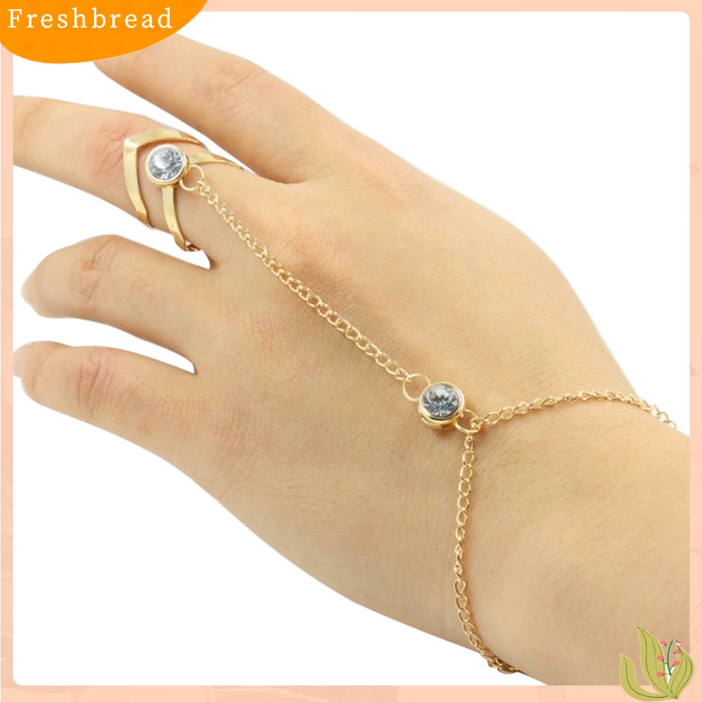 &lt; Freshbread &gt; Fashion Berongga Geometris Berlian Imitasi Bertatahkan Cincin Gelang Perhiasan Pengantin Pernikahan