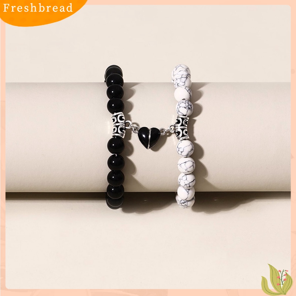 &lt; Freshbread &gt; 1pasang Gelang Manik Trendi Minimalis Tahan Aus Ringan Sentuhan Kulit Sehari-Hari Memakai Putih Pirus Hitam Putih ic Cinta ic Bracelets