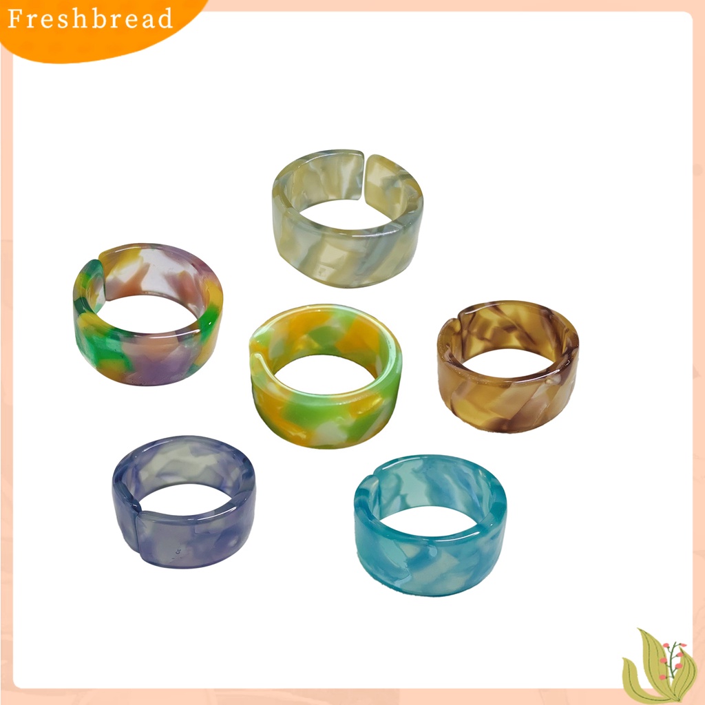 &lt; Freshbread &gt; Cincin Jari Warna-Warni Adjustable Kecil Tebal Terbuka Berbentuk C Cincin Resin Untuk Pesta