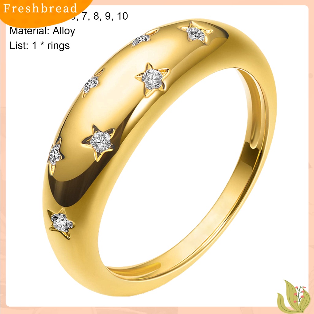 &lt; Freshbread &gt; Cincin Indah Gaya Paduan Motif Bintang Cincin Jari Halus Untuk Pertunangan