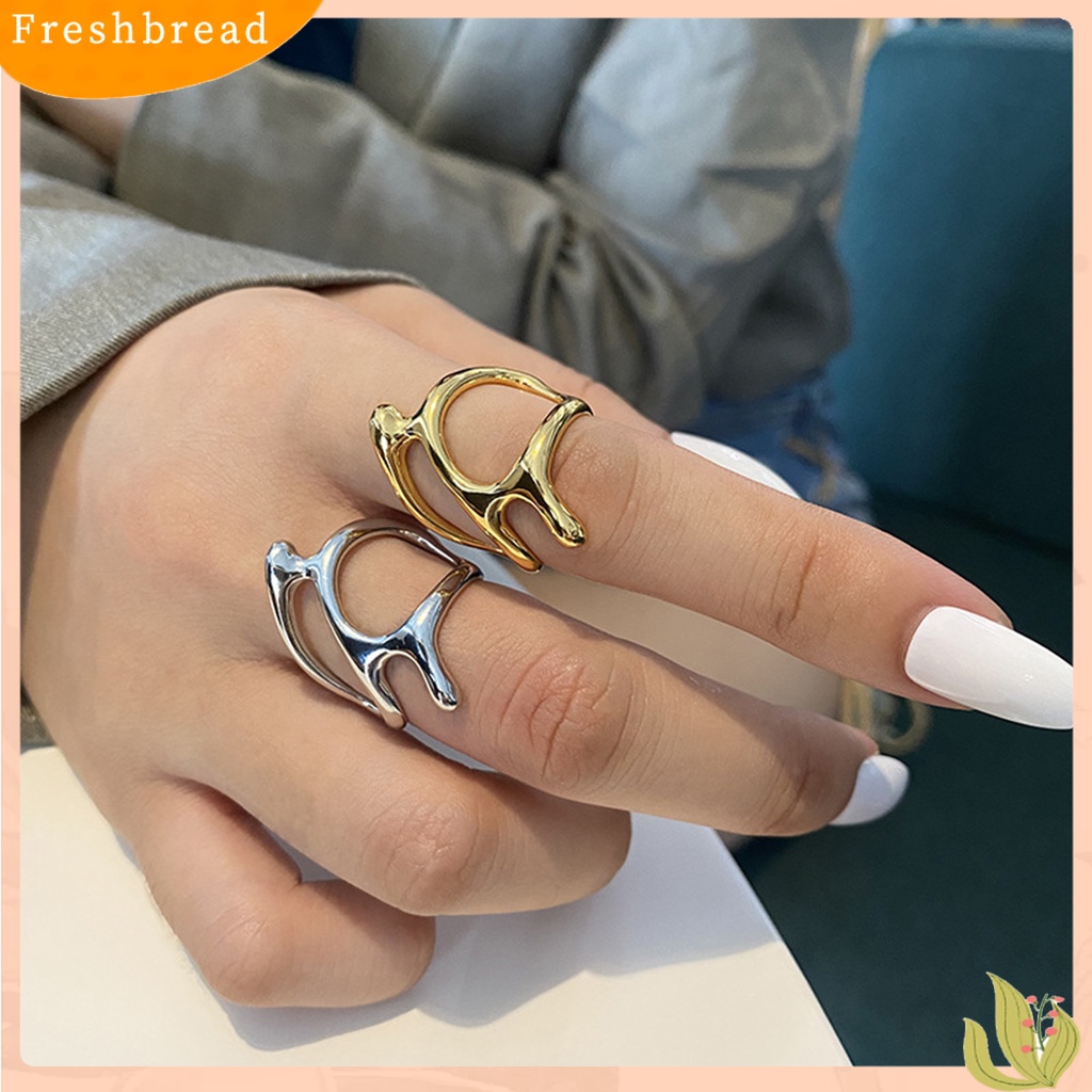 &lt; Freshbread &gt; Wanita Cincin Pembukaan Geometris Tidak Teratur Dapat Disesuaikan Tren Baru Berongga Cabang Logam Jari Cincin Perhiasan Fashion