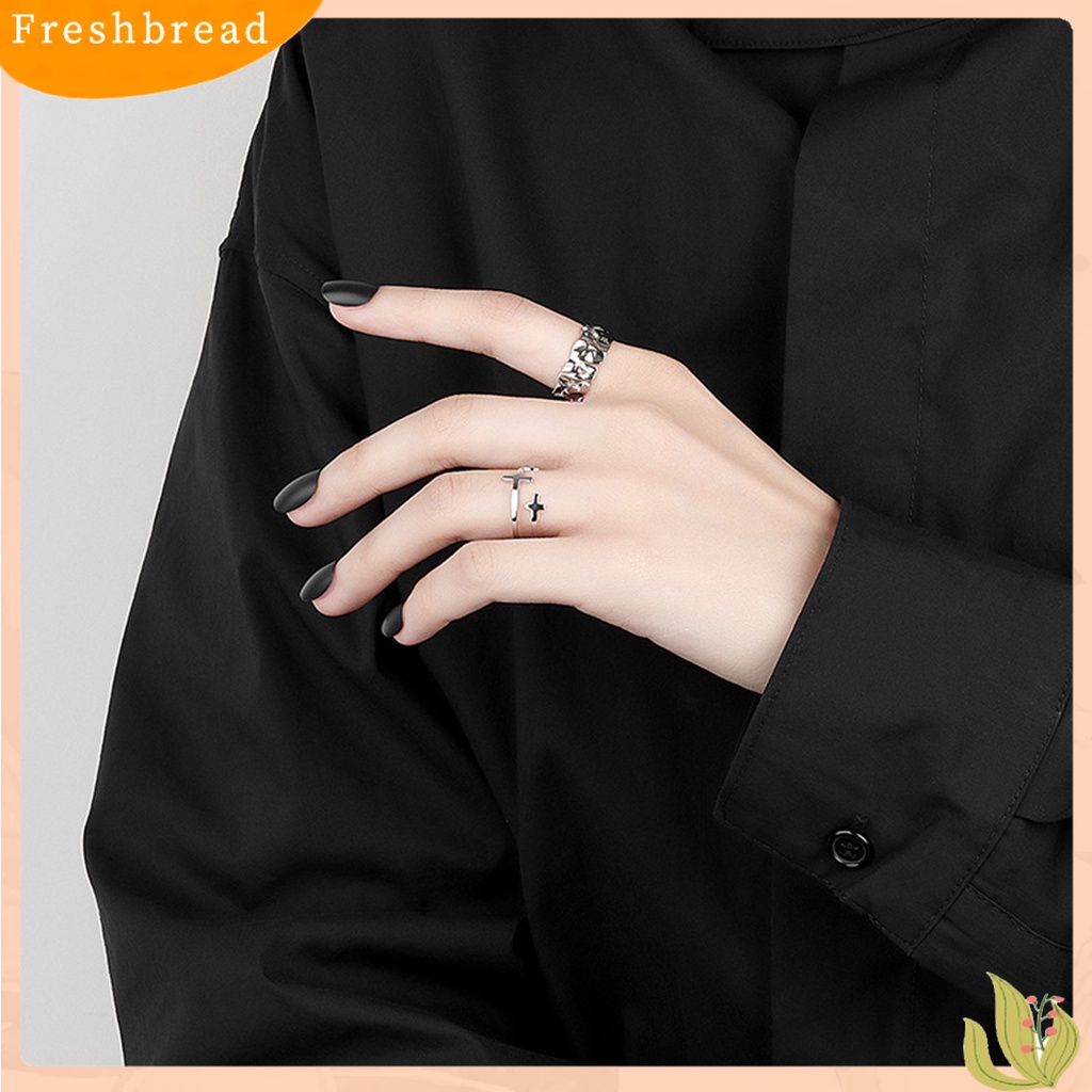 < Freshbread > Cincin Jari Pembukaan Dapat Disesuaikan Gaya Netral Kepribadian Poles Dekorasi Perempuan Cekung-Cekung Tidak Teratur Cincin Lebar Aksesoris Perhiasan