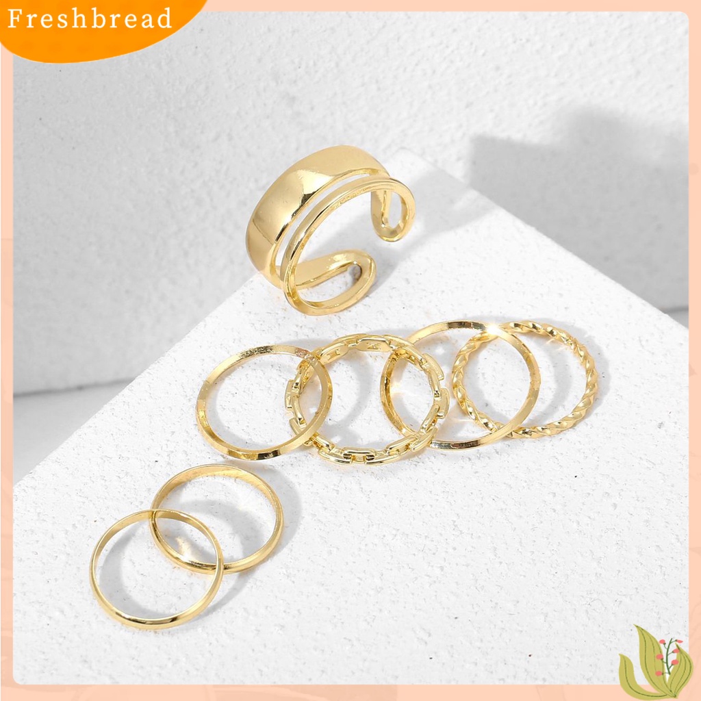 < Freshbread > 7pcs/Set Cincin Jari Lady Rantai Indah Sederhana Set Cincin Buku Jari Halus Untuk Hadiah