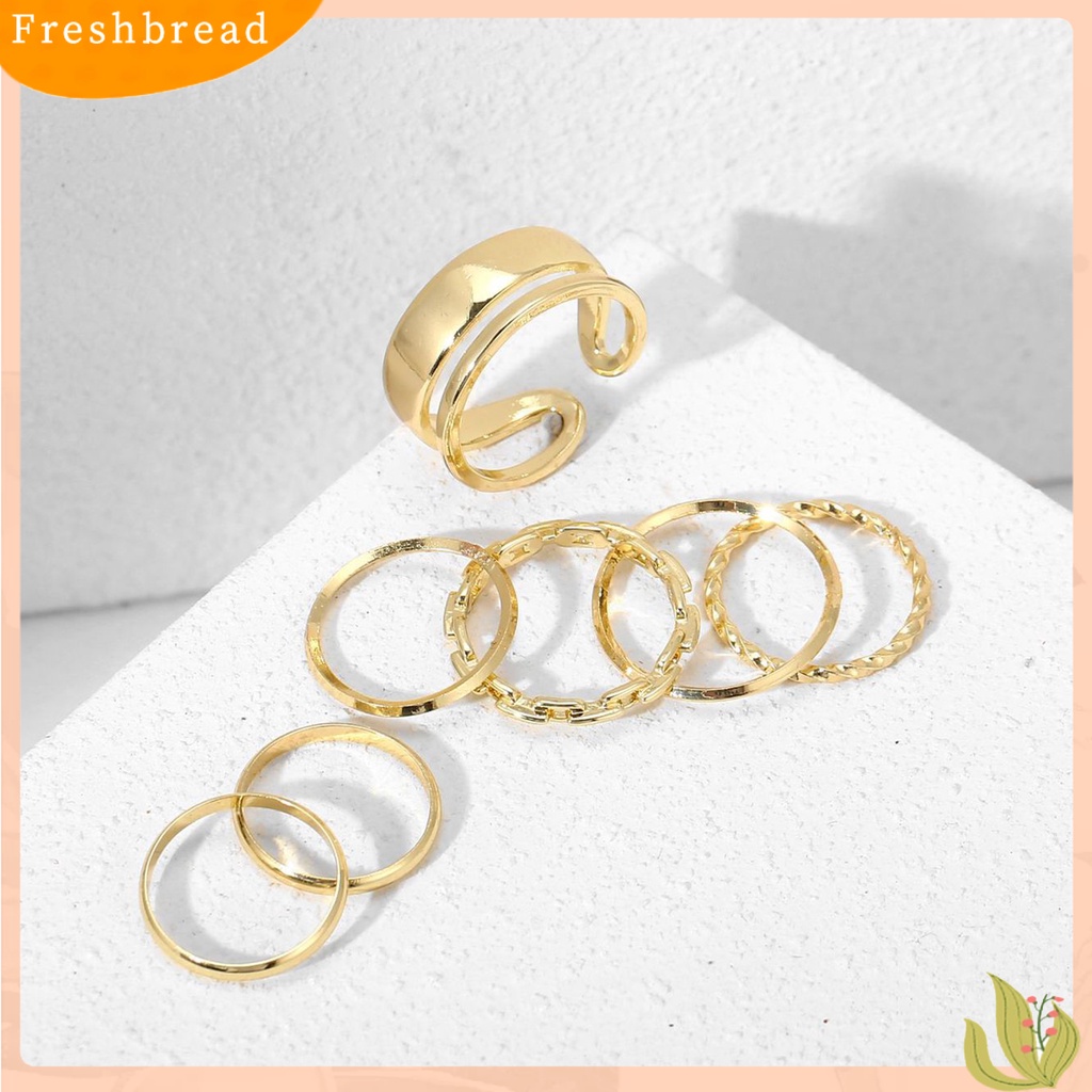 &lt; Freshbread &gt; 7pcs/Set Cincin Jari Lady Rantai Indah Sederhana Set Cincin Buku Jari Halus Untuk Hadiah