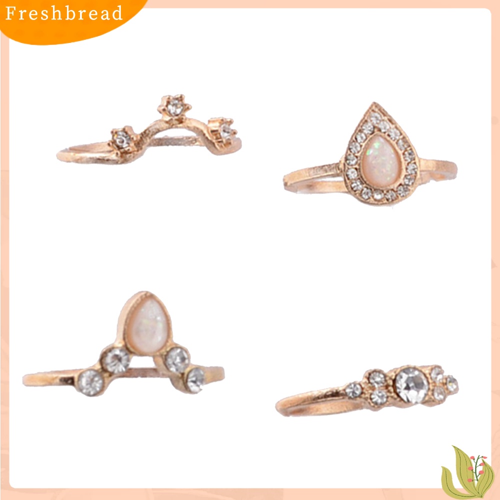 &lt; Freshbread &gt; 10Pcs/Set Lady Water Drop Bintang Mahkota Opal Imitasi Susun Buku Jari Cincin Midi