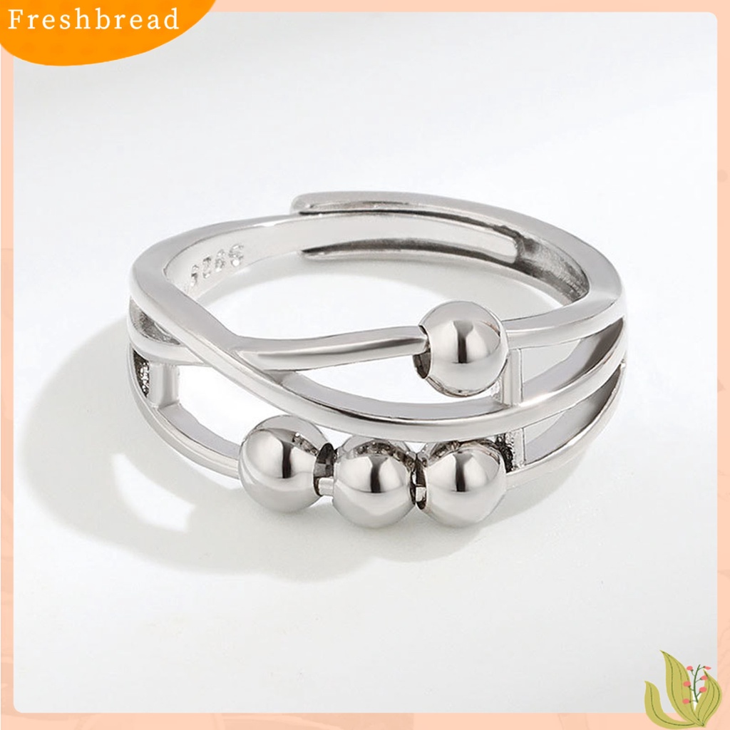 &lt; Freshbread &gt; Opening Adjustable Copper Anxiety Ring Stress Relief Geometris Manik-Manik Wanita Cincin Perhiasan Aksesori