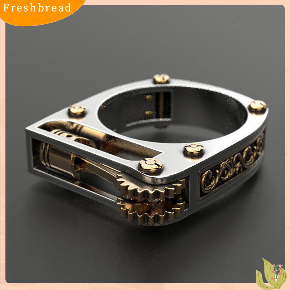 &lt; Freshbread &gt; Punk Pria Wanita Mekanik Gear Geometris Band Jari Cincin Pesta Perhiasan Hadiah