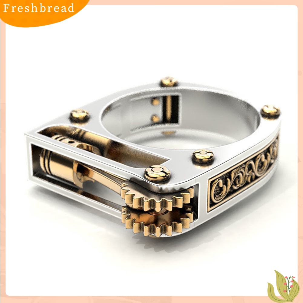 &lt; Freshbread &gt; Punk Pria Wanita Mekanik Gear Geometris Band Jari Cincin Pesta Perhiasan Hadiah