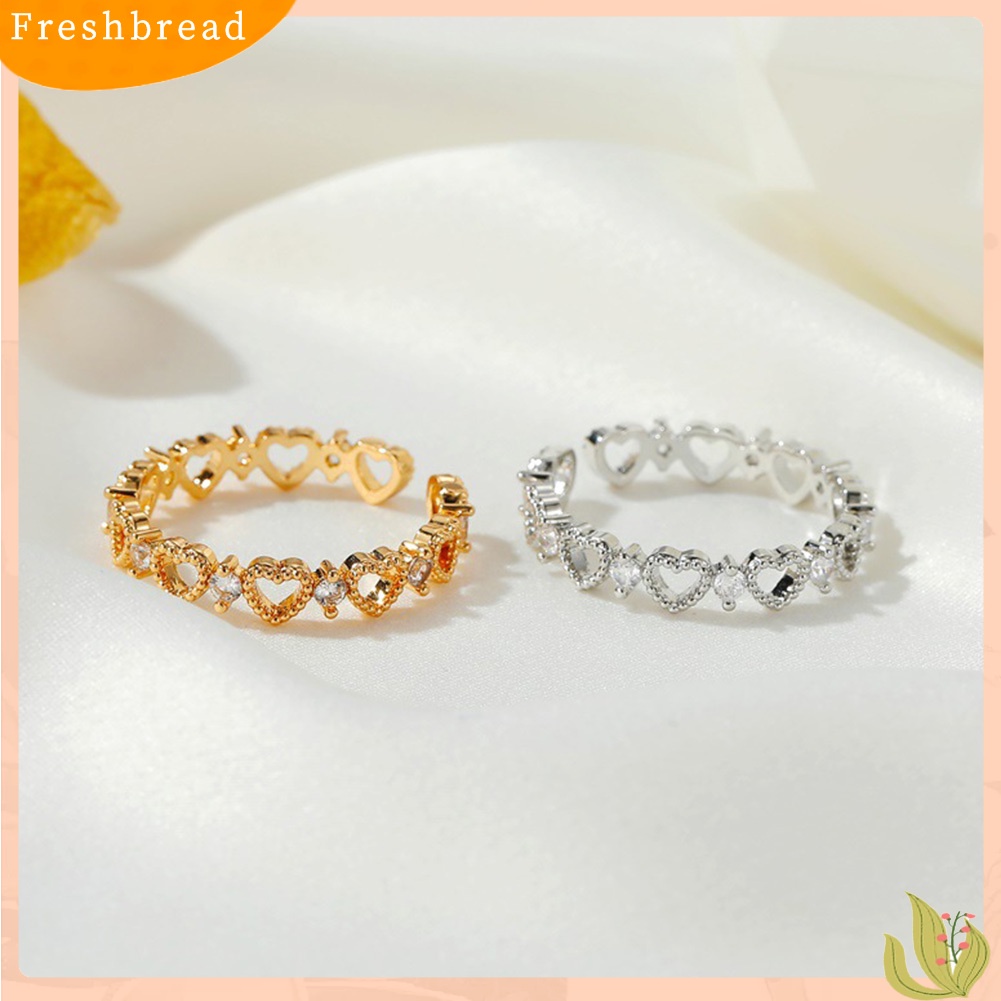 &lt; Freshbread &gt; Wanita Fashion Berongga Keluar Cinta Hati Desain Pembukaan Cincin Perhiasan Aksesori