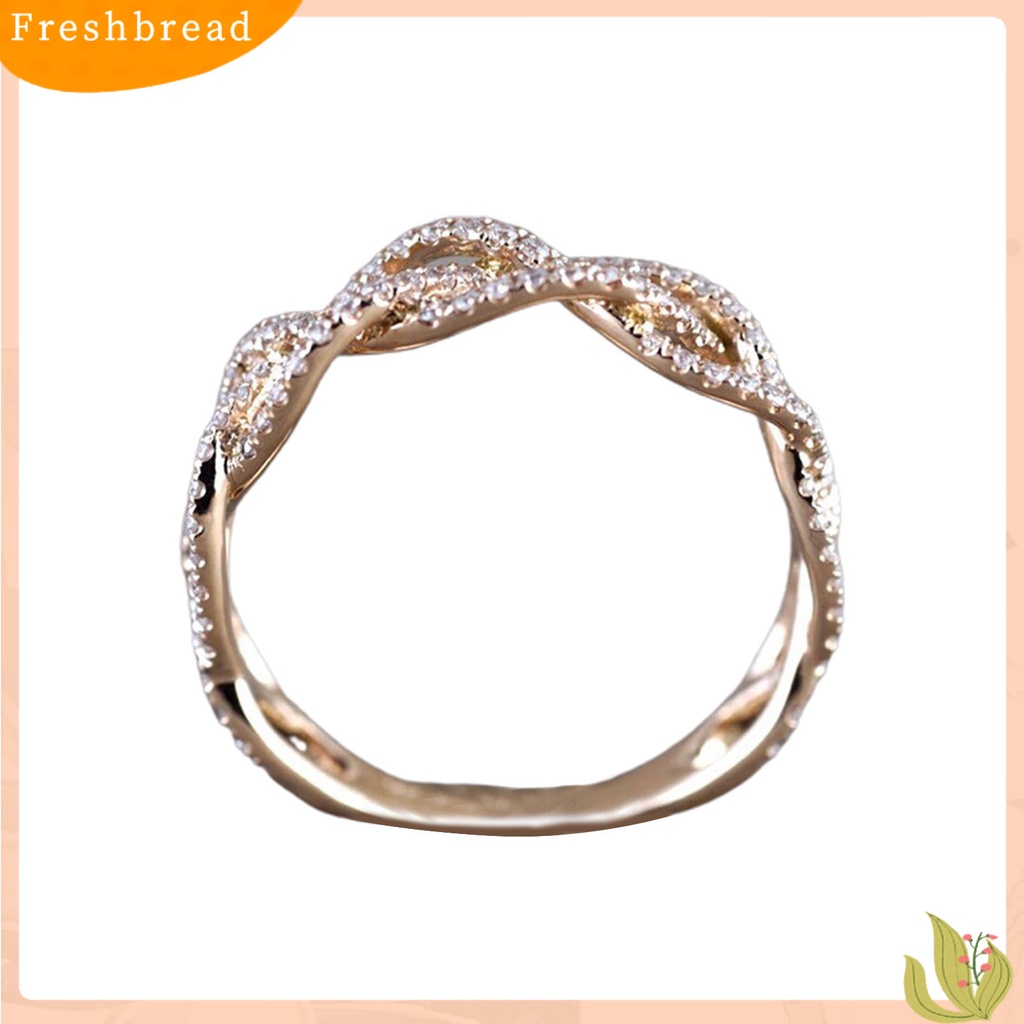 &lt; Freshbread &gt; Wanita Cincin Bentuk Memutar Berlian Imitasi Perhiasan Fashion Penampilan Electroplated Finger Ring Untuk Pernikahan