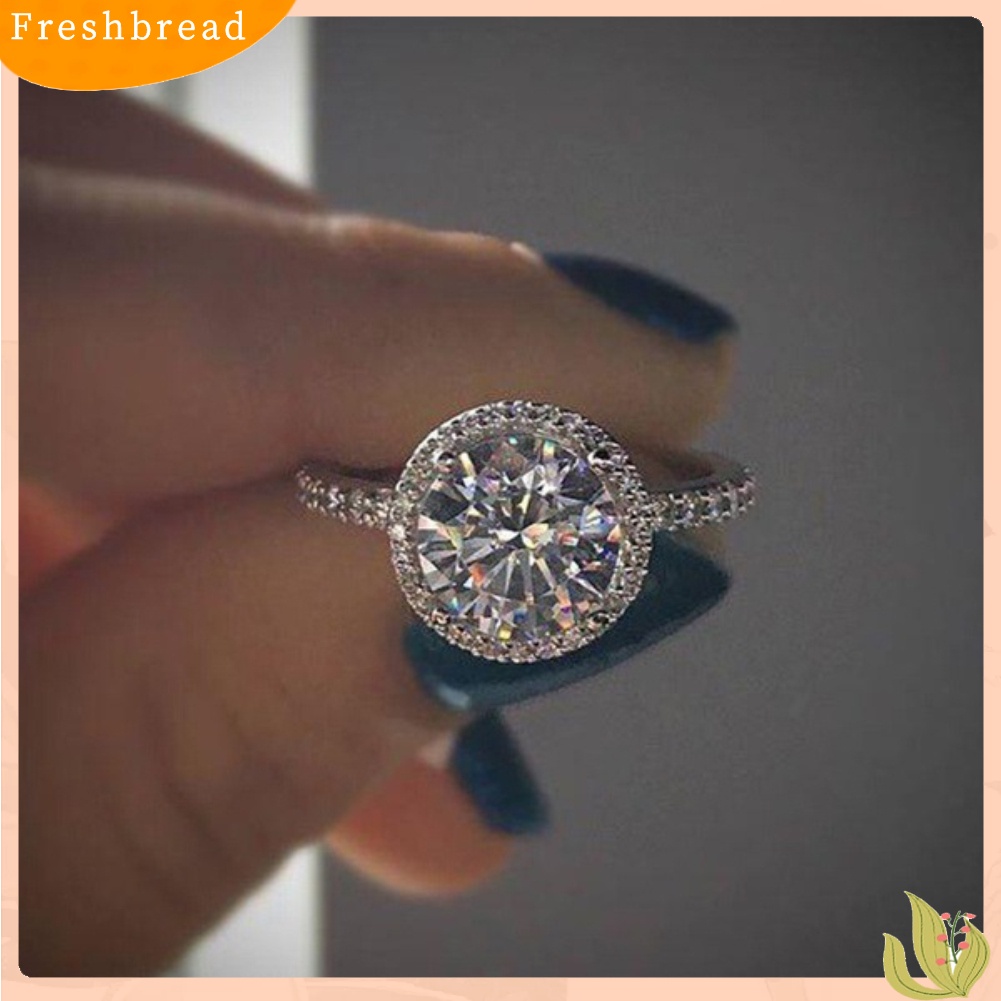 &lt; Freshbread &gt; Fashion Wanita Bulat Berlian Imitasi Jari Cincin Pernikahan Pertunangan Pesta Perhiasan