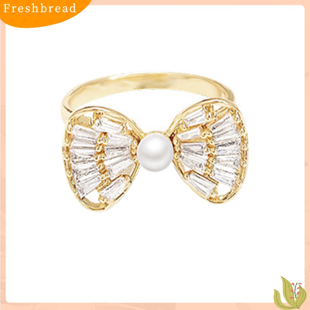 &lt; Freshbread &gt; Wanita Jari Telunjuk Cincin Busur-Simpul Bentuk Berongga Keluar Pembukaan Cubic Zirconia Jari Yang Dapat Disesuaikan Dekorasi Ringan Halus Knuckle Ring Women Jewelry