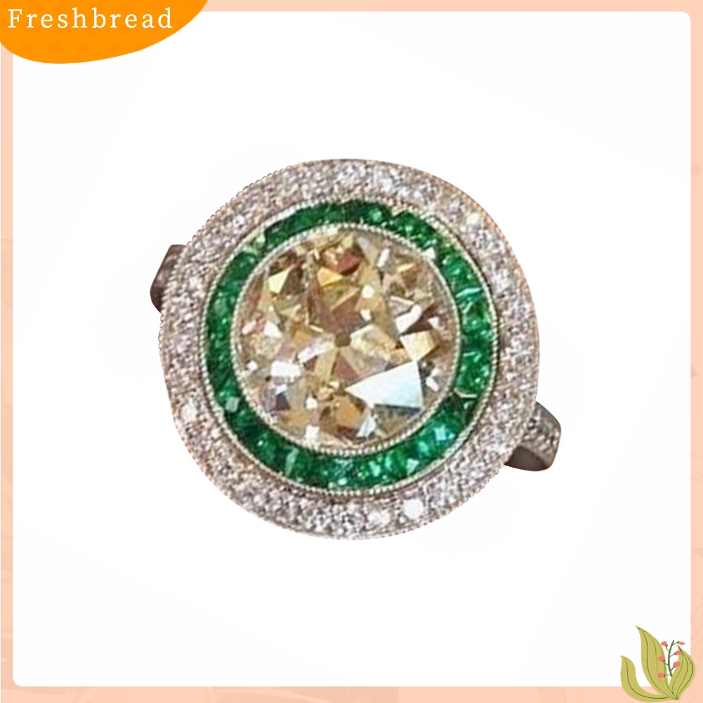 &lt; Freshbread &gt; Fashion Wanita Putaran Besar Multicolor Cubic Zirconia Pertunangan Jari Cincin Perhiasan